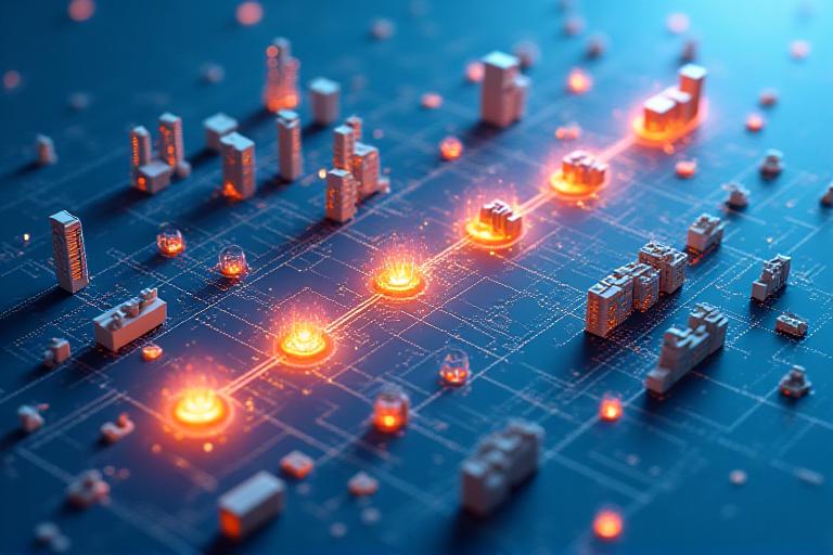 एक जटिल आपूर्ति श्रृंखला प्रक्रिया का आरेख